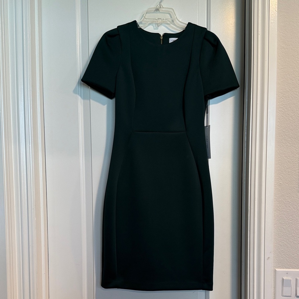 NWT Calvin Klein Dark Green Structured Dress